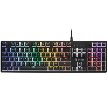 A4TECH Bloody S510R, mechanické (modrý spínač), RGB osvetlenie, hranie, US, pudingová čierna, káblová klávesnica