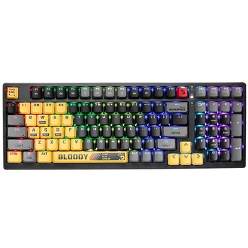 A4TECH Bloody S98 Sports, mechanický (BLMS Red Switch), RGB osvetlenie, eSport Gaming, Lime, US, káblová klávesnica