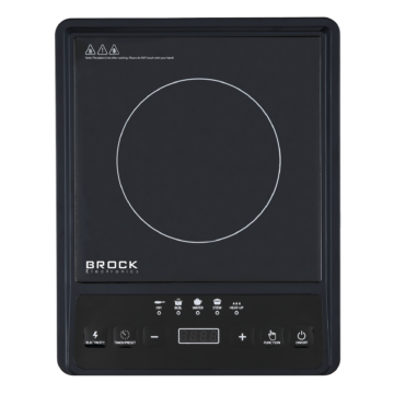 Brock HP 2009, 2000 W, 1 zóna, Časovač, 5 funkcí vaření, Přenosný, Keramický, Černá, Indukční varná deska