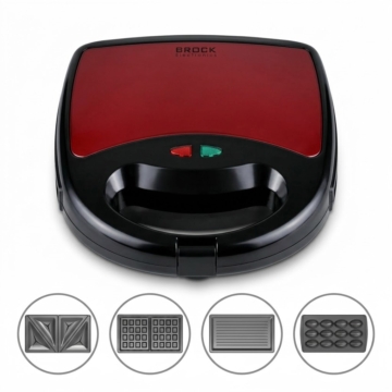 Brock SSM 6004 RD, 750 W, 4 v 1, nepriľnavý a nerezový, vymeniteľná doska, sendvičovač
