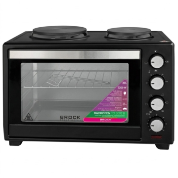 Brock TO 3002 B, 1500 W, 30 L, 100-230°C, funkcia gril, varná doska, čierna, elektrická minirúra