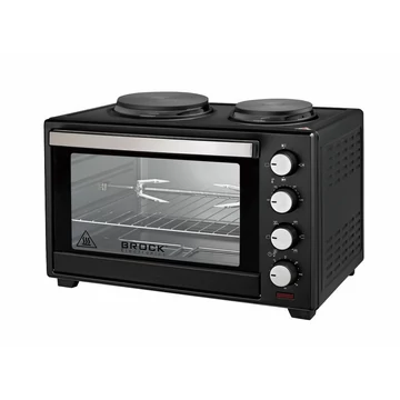 Brock TO 6022 BK, 2000W, 60L, dvojité sklo, funkcia gril, varná doska, čierna, elektrická mini rúra