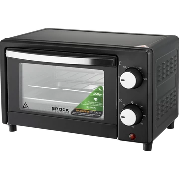 Brock TO 9001 B, 650 W, 9 l, 100-230 °C, dvojitá stena, Cool-touch, čierna, elektrická mini rúra