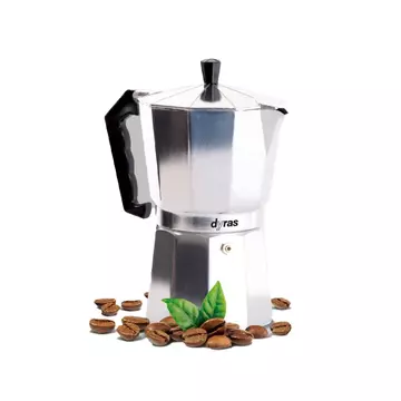 Dyras SK-2001C6, 300 ml, 6 csésze, Aluminium, Klasszikus, Ezüst, Kotyogós kávéfőző