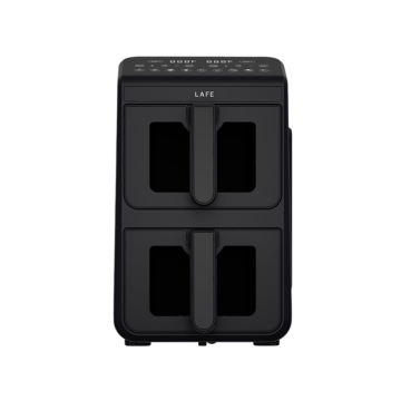 LaFe DualFry, Air Fryer, 2460W, 2x5 liter, 40-200°C, Tapadásmentes, Ablakos, Fekete, Forrólevegős sütő