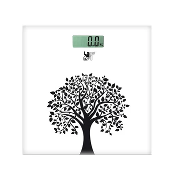 LaFe WLS001.2, max.150 kg, LCD, funkcia Tare, vzor dreva, sklo, bielo-čierna, digitálna osobná váha