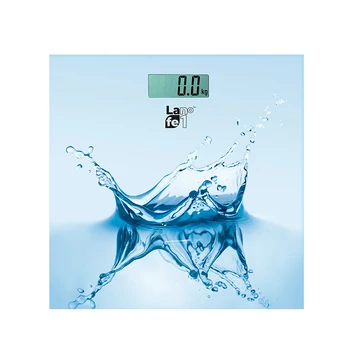 LaFe WLS002.1, max.150 kg, LCD, funkcia Tare, vzor kvapky vody, sklo, modrá, digitálna osobná váha