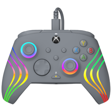 PDP Afterglow Wave, Xbox Series X|S, Xbox One, PC, RGB LED Lighting, Šedá, Drátový ovladač