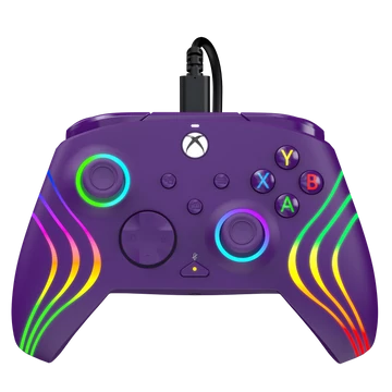 PDP Afterglow Wave, Xbox Series X|S, Xbox One, PC, RGB LED osvetlenie, fialové, káblový ovládač
