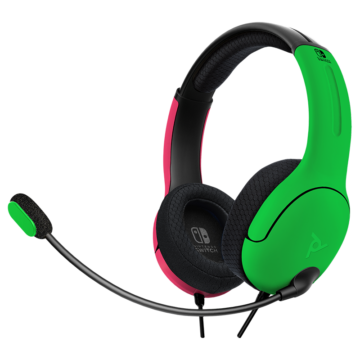 PDP Airlite LVL 40, Nintendo Switch/Switch 2, 40mm, Neon Splat, Sztereo, Vezetékes headset