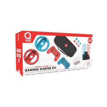 QWare Gaming Starter Kit, Nintendo Switch, 6-teilig, Blau-Rot, Konsolen-Zubehörpaket