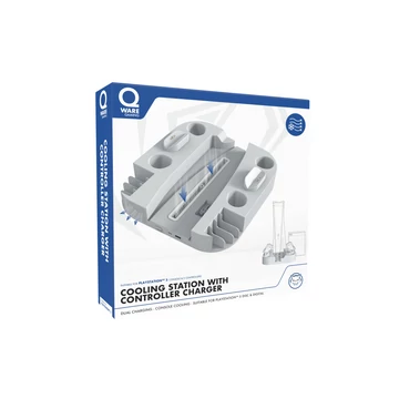 Cooler pentru consola si incarcator pentru controller, Qware QWPS5-5007, PlayStation 5® Disc Edition & Digital Edition, Alb