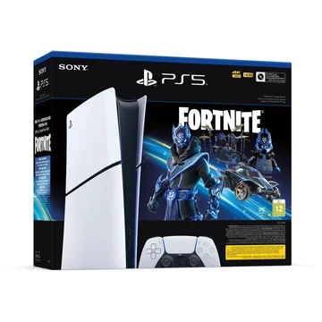 Sony PlayStation 5, Slim, 1TB, Digital Edition, 8K HDR, 120 FPS, Fehér, Játékkonzol (+ Fortnite Cobalt Star)