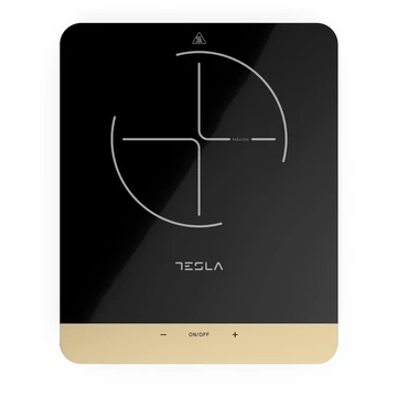 Tesla IC401B, 2000W, 1-zónás, Hordozható, Kristályüveg, Fekete-Arany, Indukciós főzőlap