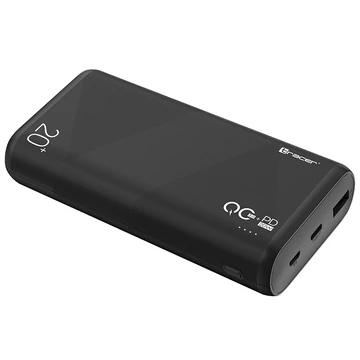 Tracer Amos, 20 000 mAh, 20 W, QC3.0, rýchle nabíjanie, USB Type-C, čierna, externá batéria