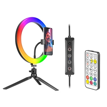 Kruhové svietidlo Tracer, 8 W, 26 cm, 600-1700 lm, RGB, kruhové LED svetlo s mini stojanom