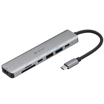 Tracer A-2, 60 W, 7 portov, USB, USB typu C, HDMI 1.4, MicroSD, hliník, dokovacia stanica na notebook