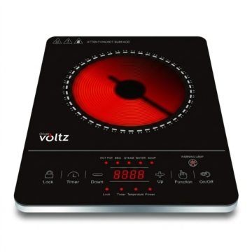 Voltz OV51445M, 2000 W, 1 zóna, LED displej, dotykové ovládanie, čierna, infračervená varná doska