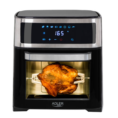 Adler AD 6309, Horkovzdušná fritéza, 2500 W, 8 v 1, 13 litrů, Otočný rožeň, Dotykové ovládání, Černá, Horkovzdušná fritéza