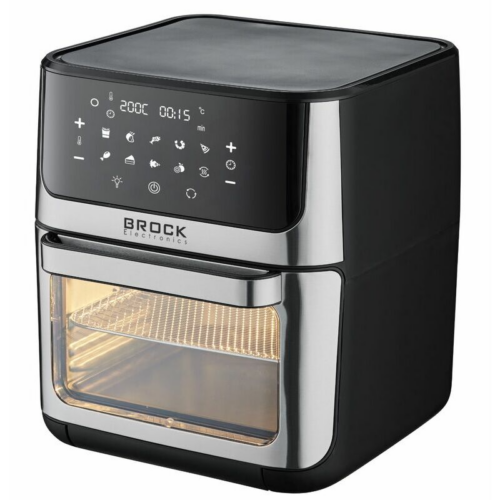Brock DA 1000 BK, Horkovzdušná fritéza, 1800 W, 12 l, 40-200 °C, Funkce grilu, Okénko, Digitální, Černá, Horkovzdušná trouba