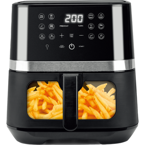 Brock DAF 6501G, Horkovzdušná fritéza, 1800 W, 6,5 l, 12 programů, Okénko, Digitální, Černá, Horkovzdušná trouba