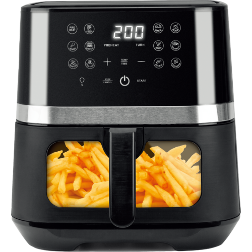 Brock DAF 6501G, Horkovzdušná fritéza, 1800 W, 6,5 l, 12 programů, Okénko, Digitální, Černá, Horkovzdušná trouba