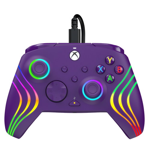 PDP Afterglow Wave, Xbox Series X|S, Xbox One, PC, RGB LED osvetlenie, fialové, káblový ovládač
