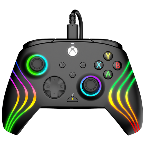 PDP Afterglow Wave, Xbox Series X|S, Xbox One, PC, RGB LED osvetlenie, čierny, káblový ovládač