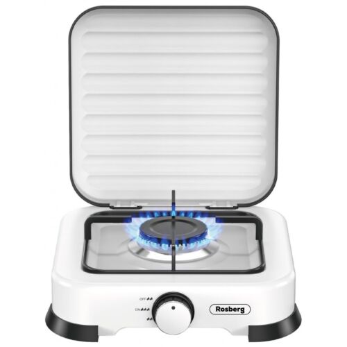 Rosberg R51454D1, 1zónový, hořák z litého hliníku, pouzdro z uhlíkové oceli, přenosný, bílý, venkovní plynový sporák
