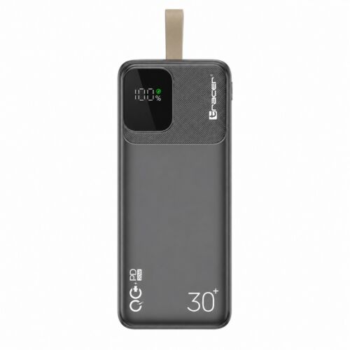 Tracer Prime-V3, 30000 mAh, QC 22.5 W, PD 20 W, 2x USB-A, 1x USB-C, Fekete, PowerBank