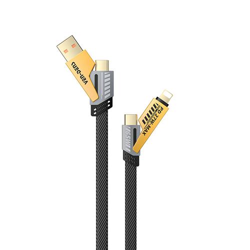 Ven-Dens VD-DCA05, 4in1, 65W, USB A/C to Lightning & USB C, 1,2 m, Viacportový kábel