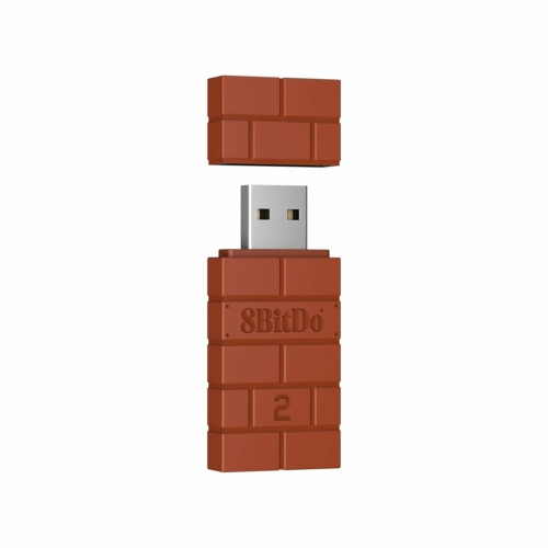 8BitDo USB Wireless Adapter 2, Nintendo Switch/Switch 2, Mobil, Xbox, PC, PlayStation, Barna, Kontroller adapter