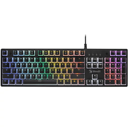 A4TECH Bloody S510R, mechanické (modrý spínač), RGB osvetlenie, hranie, US, pudingová čierna, káblová klávesnica