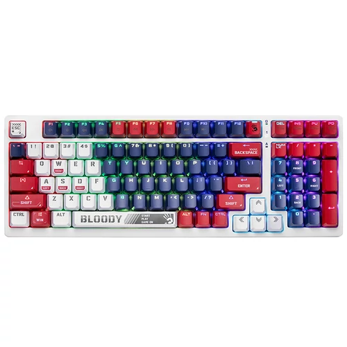 Tastatura cu fir, A4TECH Bloody S98 Sports, Mecanic (BLMS Red Switch), Iluminare RGB, eSport Gaming, US, Navy