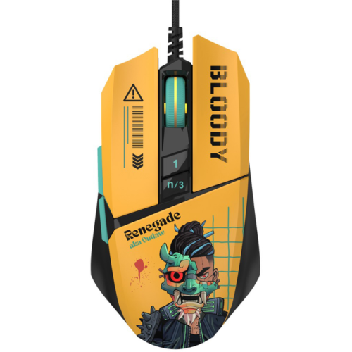 A4TECH Bloody W63 Max, 12000 DPI, RGB, eSport Gaming, USB, Optikai, Renegade Sunset, Vezetékes egér