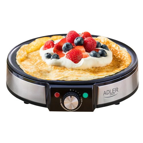 Adler AD 3058, 1600 W, 30 cm, Regulácia teploty, Nerezové puzdro, Black-Inox, Palacinkár