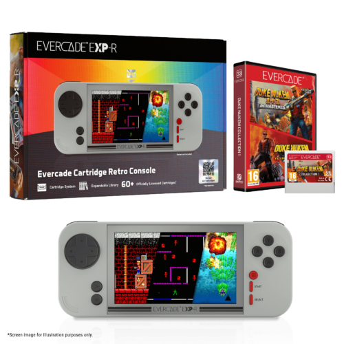 Evercade EXP-R Solo, 800x480 IPS, Wi-Fi, USB-C, Classic Retro Edition, Duke Nukem Collection 1, Hordozható játékkonzol