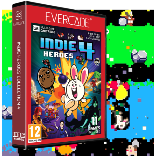 Evercade #43, Indie Heroes 4, 11in1, Retro, Multi Game, Játékszoftver csomag