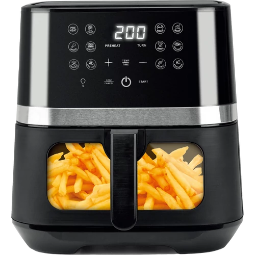 Brock DAF 6501G, Air fryer, 1800 W, 6,5L, 12 program, Ablakos, Digitális, Fekete, Forrólevegős sütő