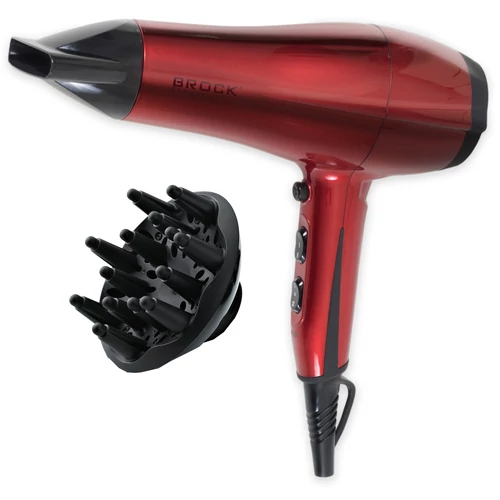 Brock HD 8302 RD, 2000 W, Jet de aer rece, 3 setări, Difuzor, Roșu, Uscător de păr
