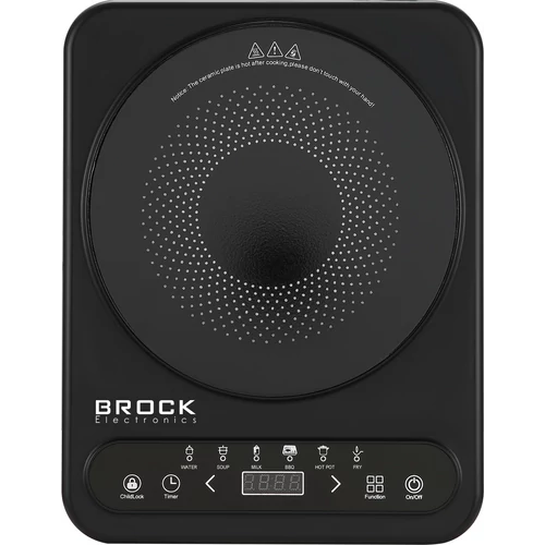 Brock HP 2007, 2000W, 1-zónás, Időzítő, 6 főzési funkció, Hordozható, Kerámia, Fekete, Indukciós főzőlap