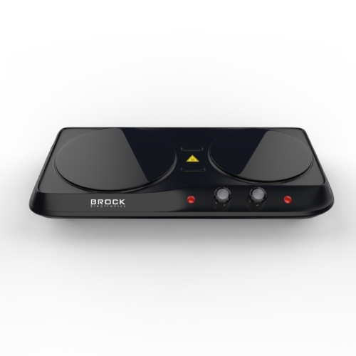 Brock HPI 3002 BK, 2200W, 2 zónás, Infravörös, Üvegkerámia, Hordozható, Fekete, Elektromos főzőlap