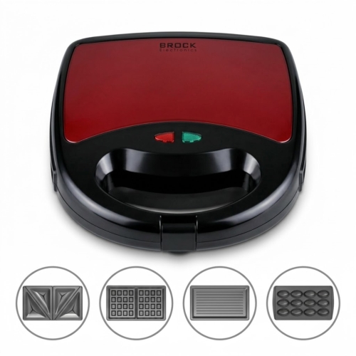 Brock SSM 6004 RD, 750 W, 4 v 1, nepriľnavý a nerezový, vymeniteľná doska, sendvičovač