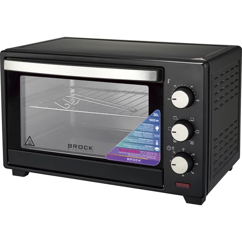Mini cuptor electric, Brock TO 3001 BK, 1600W, 30L, 100-230°C, Functia gratar, Negru