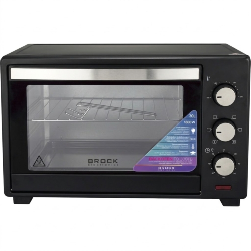 Brock TO 3001 BK, 1600W, 30L, 100-230°C, funkcia gril, čierna, elektrická mini rúra