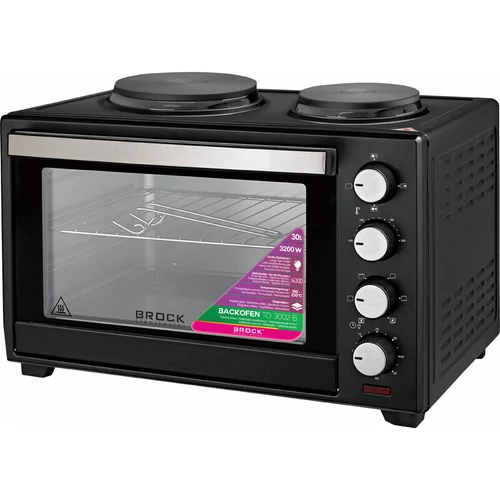 Brock TO 3002 B, 1500 W, 30 L, 100-230°C, funkcia gril, varná doska, čierna, elektrická minirúra