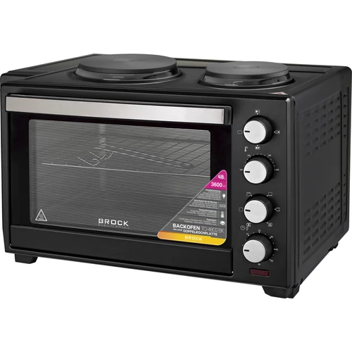 Brock TO 4802 BK, 2000 W, 48 L, 100-230°C, Beépített főzőlap, Fekete, Elektromos Mini sütő