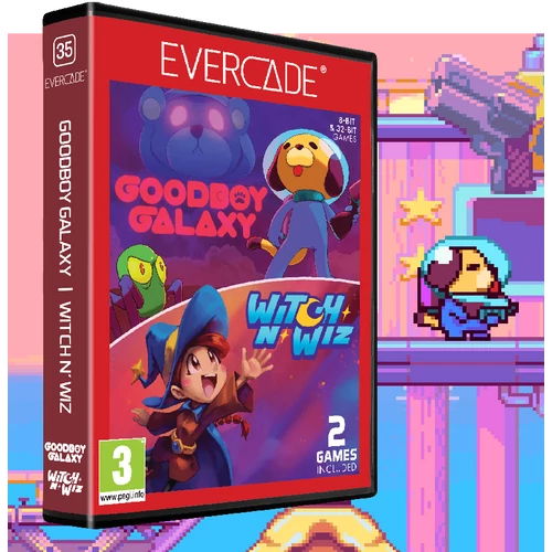 Evercade #35, Goodboy Galaxy/Witch N’ Wiz, 2v1, Retro, Multi Game, Herný softvérový balík