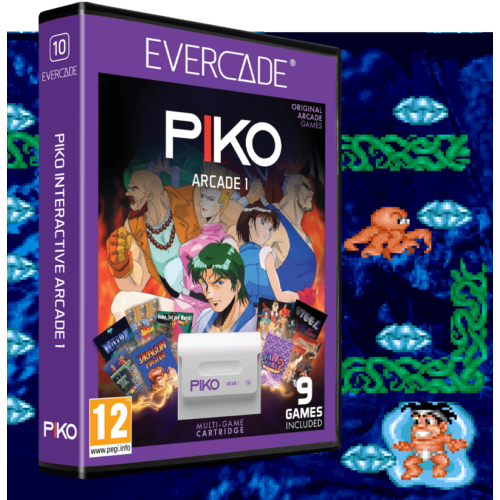 Evercade #10, PIKO Interactive Arcade 1, 8in1, Retro, Multi Game, Játékszoftver csomag