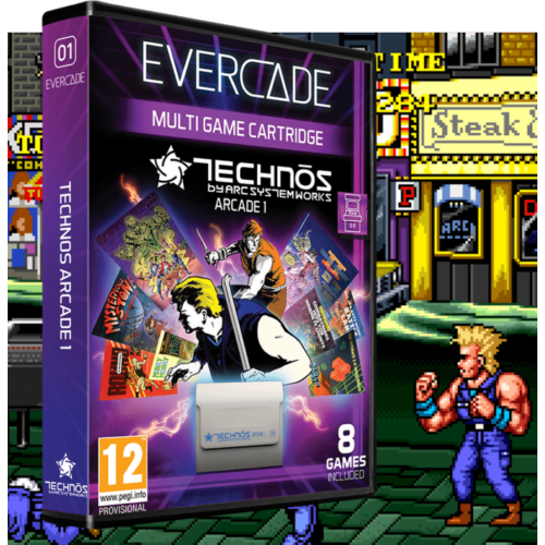 Evercade #30, Technos Arcade 1, 8in1, Retro, Multi Game, Játékszoftver csomag